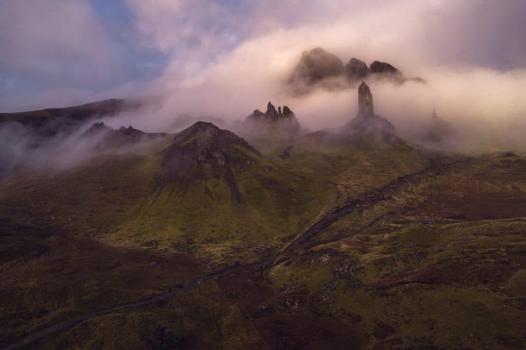 The Old Man of Storr in the mist, Isle of Skye